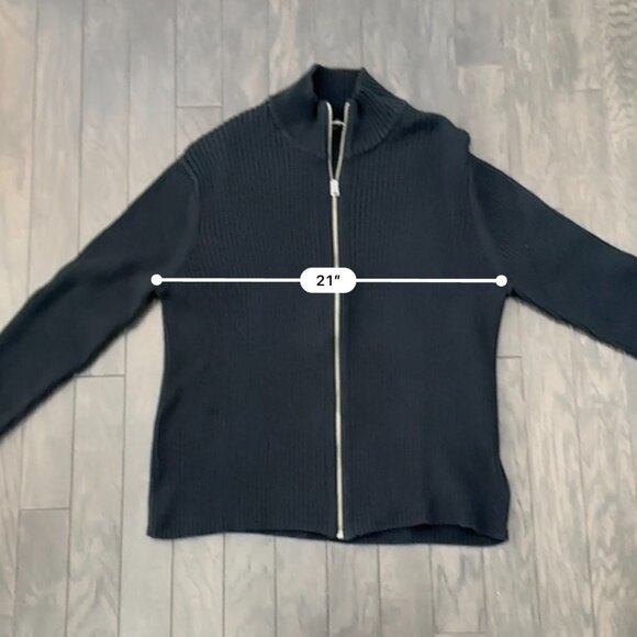 Express Men's XL Black Ribbed Full Zip-Up Sweater 100% Cotton - Picture 13 of 16